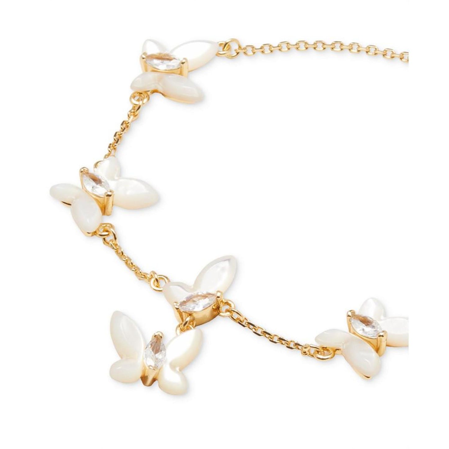 Gold-Tone Cubic Zirconia & Mother-of-Pearl Butterfly Link Bracelet