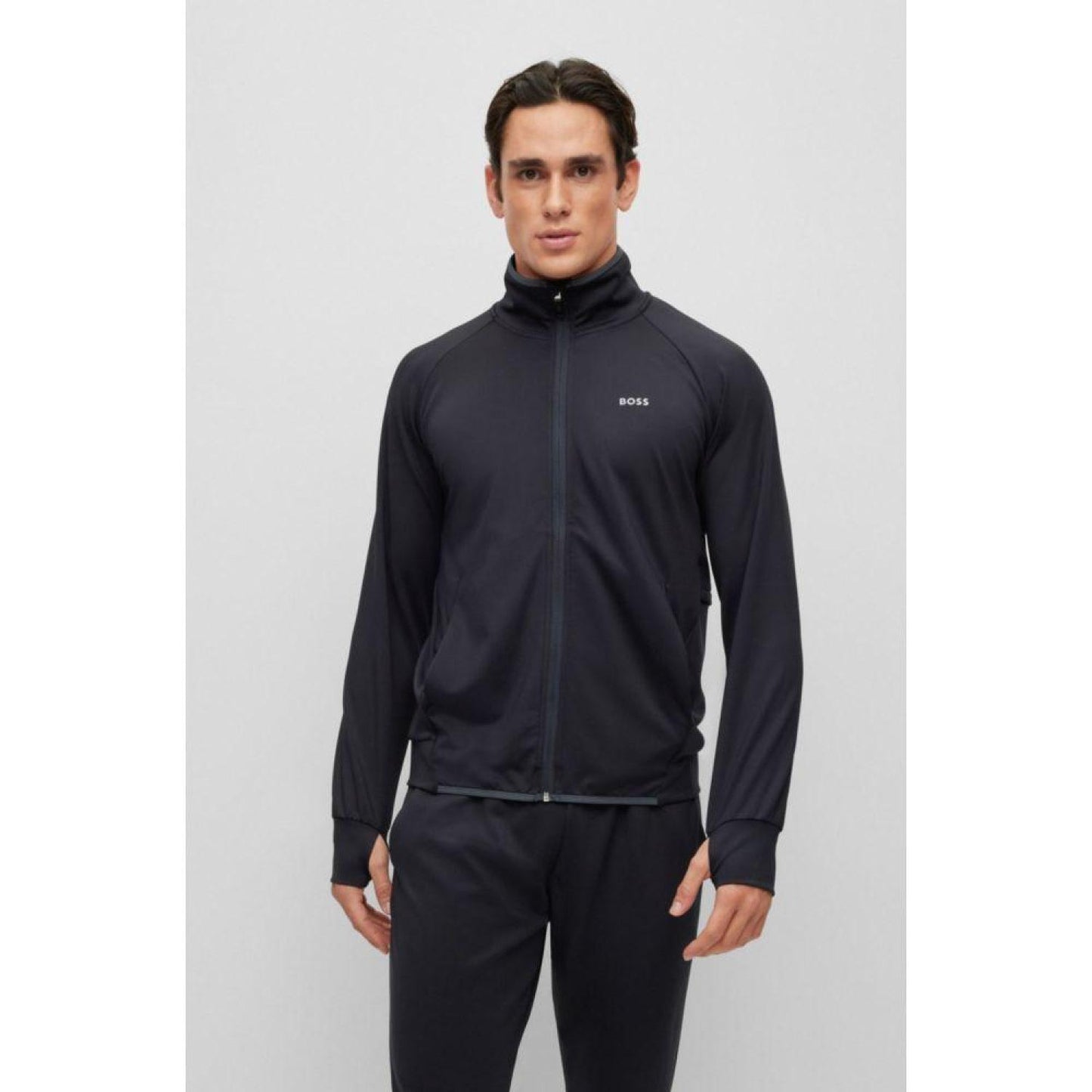 Zip-up sweatshirt in active-stretch fabric