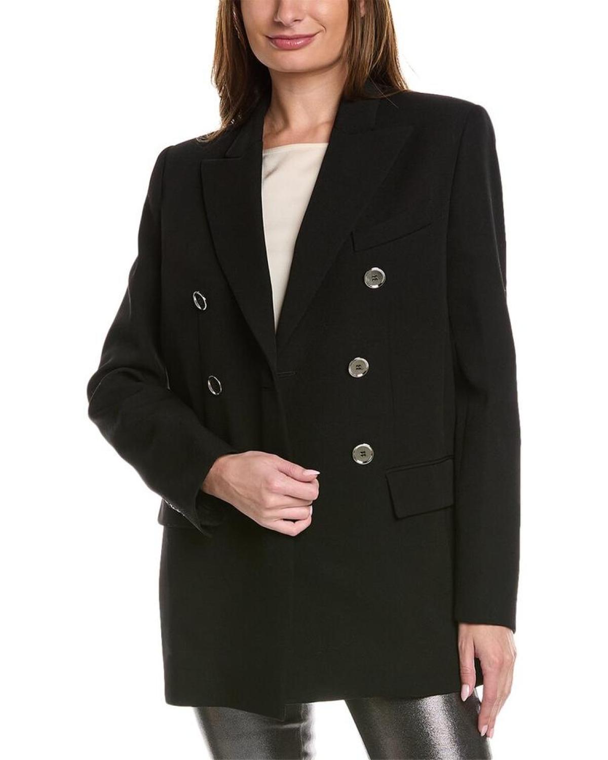 Michael Kors Collection Double Breasted Boyfriend Tab Wool Blazer