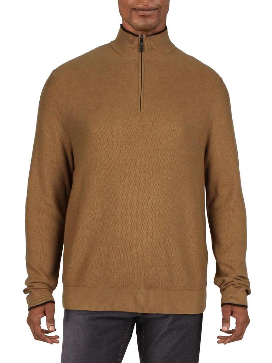 Mens Cotton Half Zip Pullover Sweater