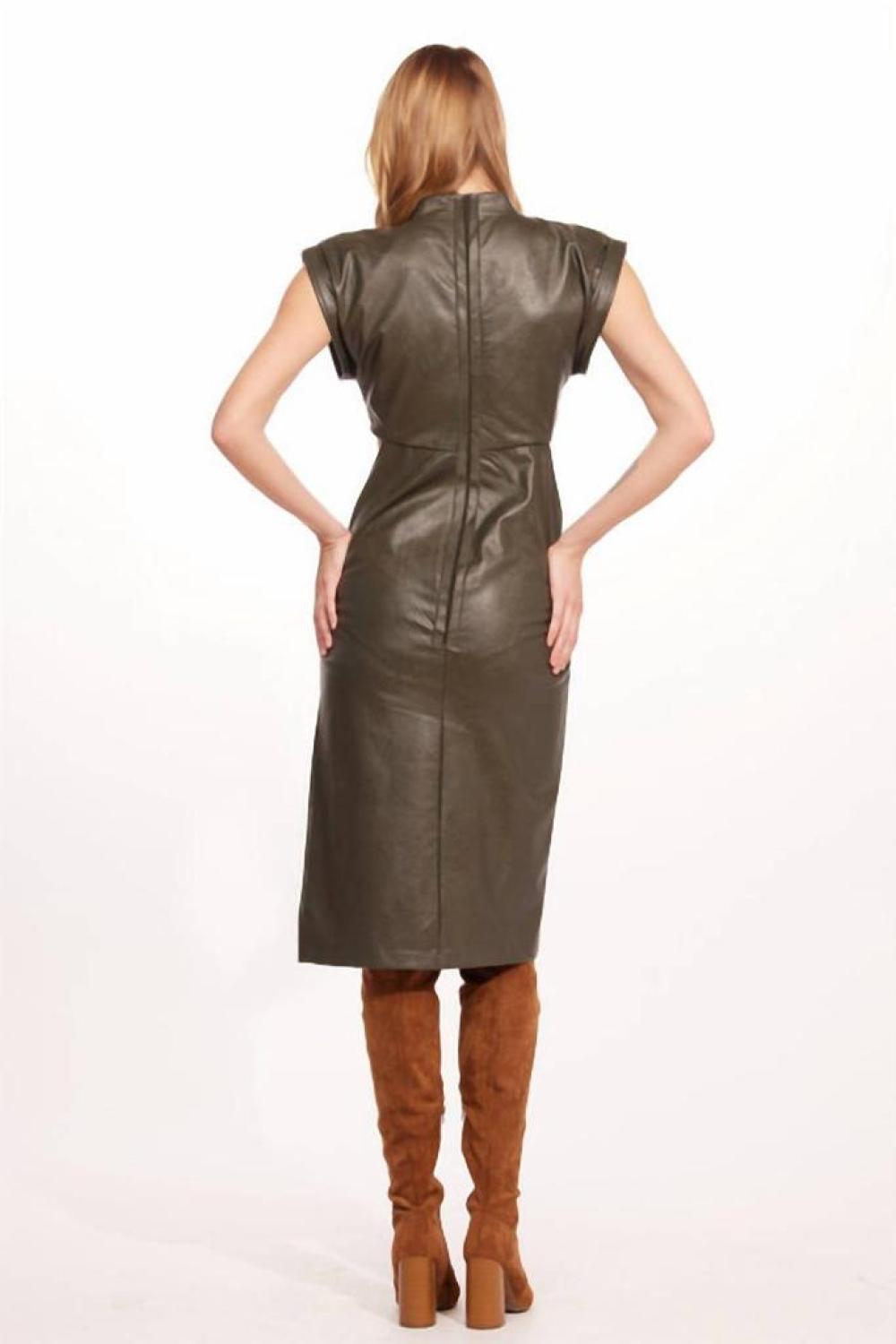 Vegan Leather Cut Out Mini Dress In Forestina