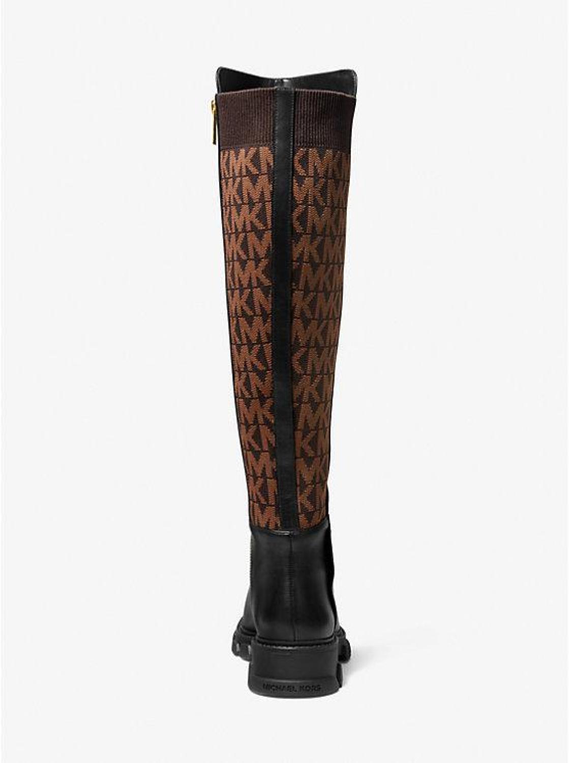 Ridley Leather and Logo Jacquard Knee Boot