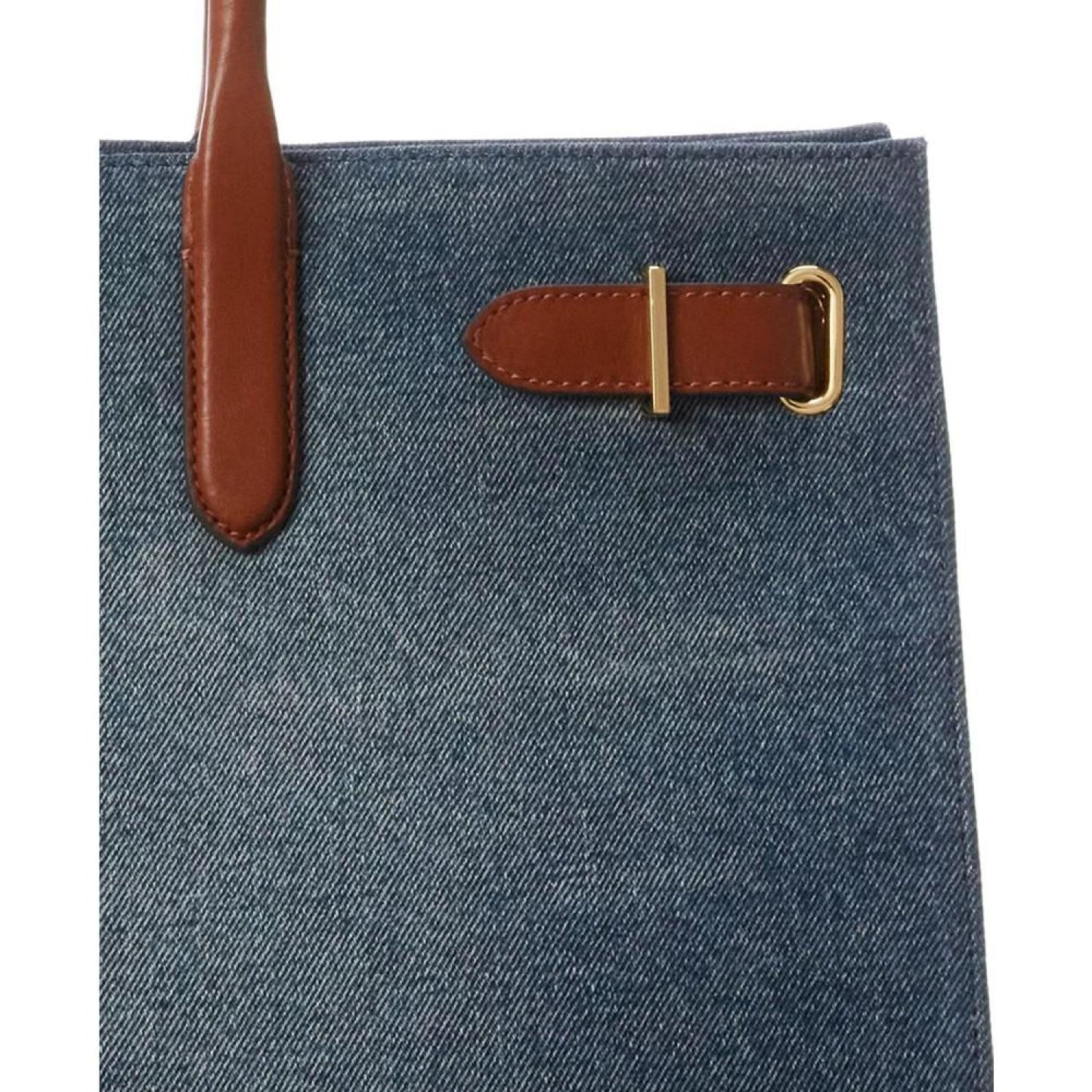 Devyn Denim with Leather Trim Large Tote Bag