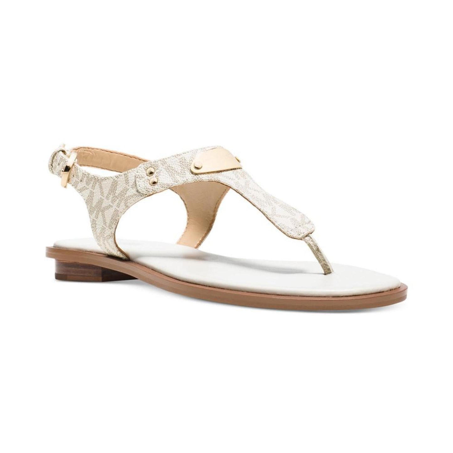 Women's MK Plate Flat Thong Sandals