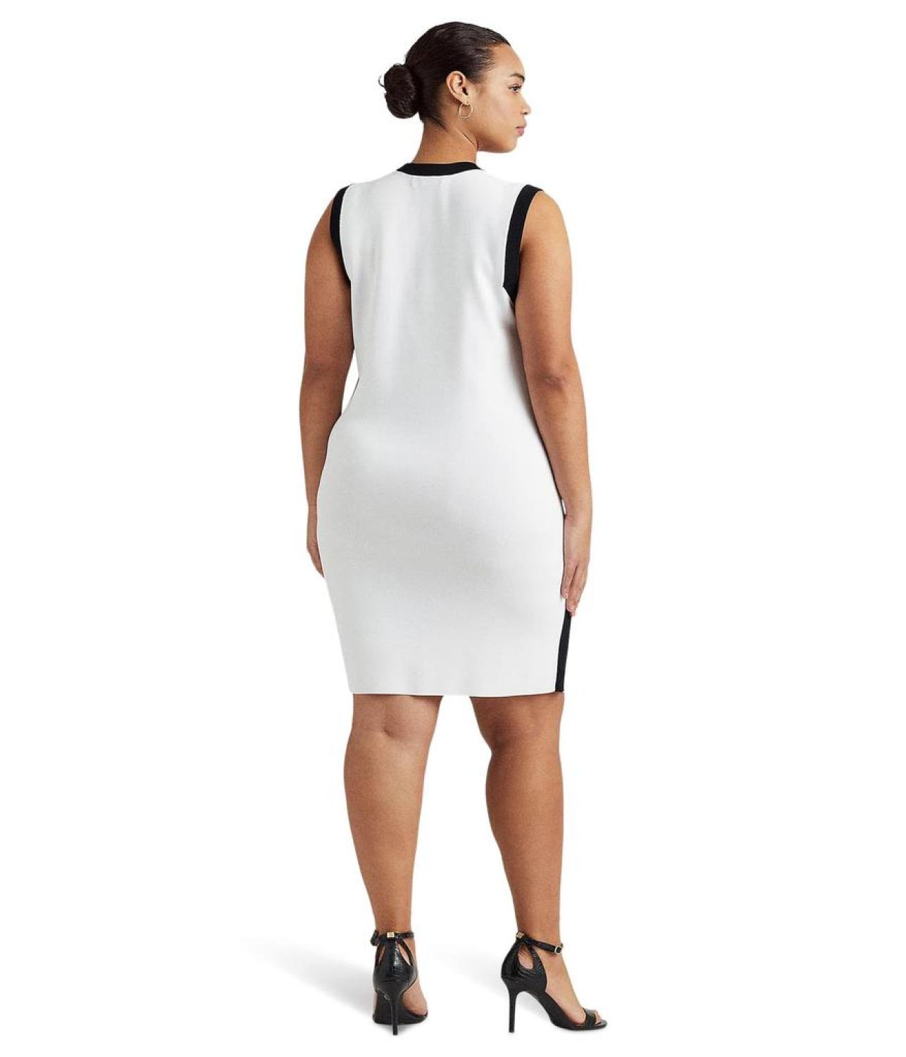 Plus Size Two-Tone Sleeveless Sweaterdress