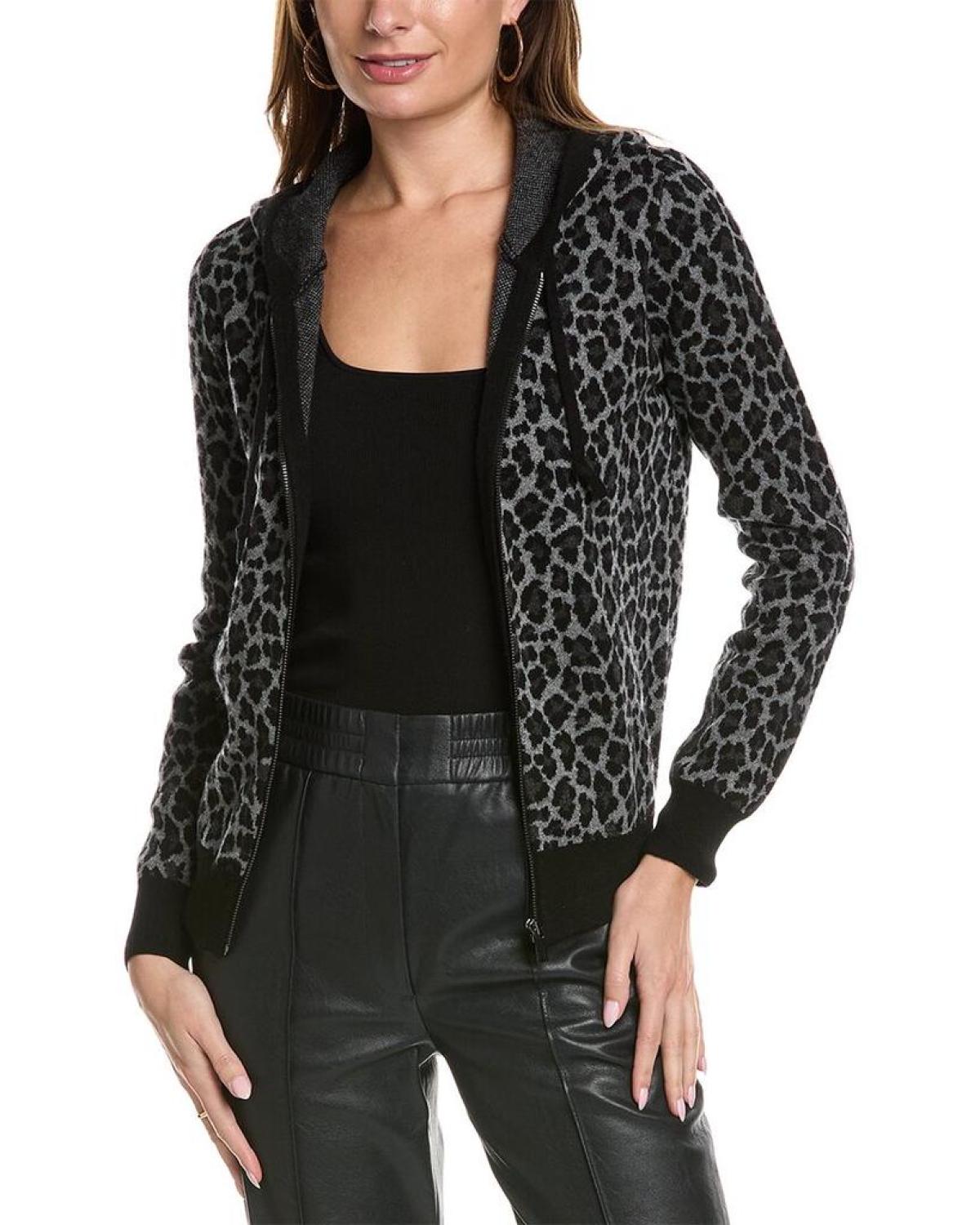 Michael Kors Collection Cheetah Cashmere Hoodie