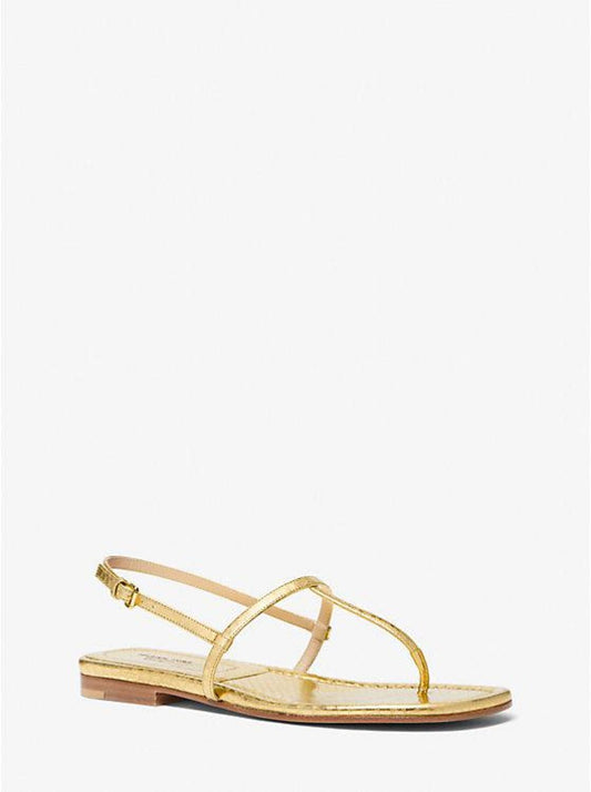 Ali Metallic Python Embossed Leather Sandal