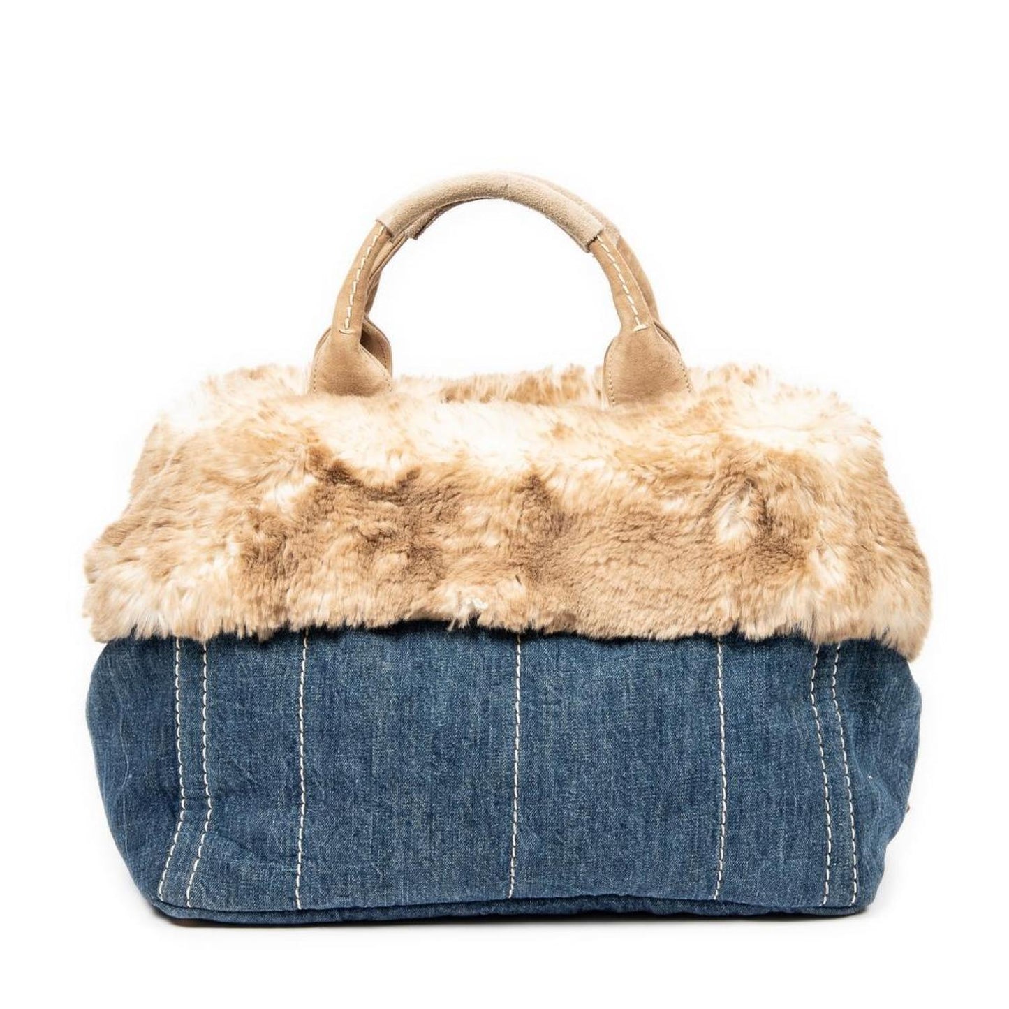 Large Fur Canapa Denim Tote