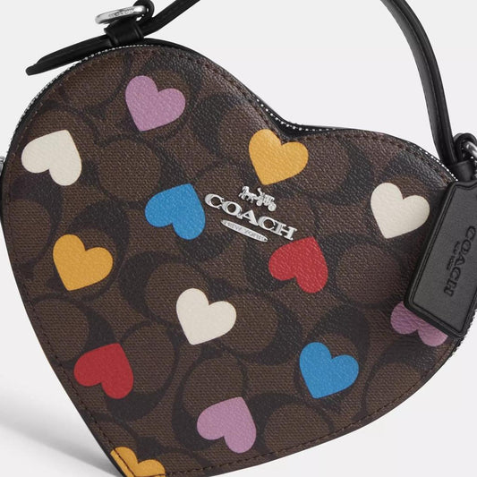 Coach Outlet Heart Crossbody In Signature Canvas With Heart Print