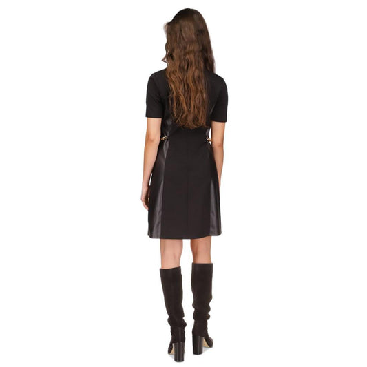 Women's Faux-Leather Mixed-Media Chain Dress, Regular & Petite