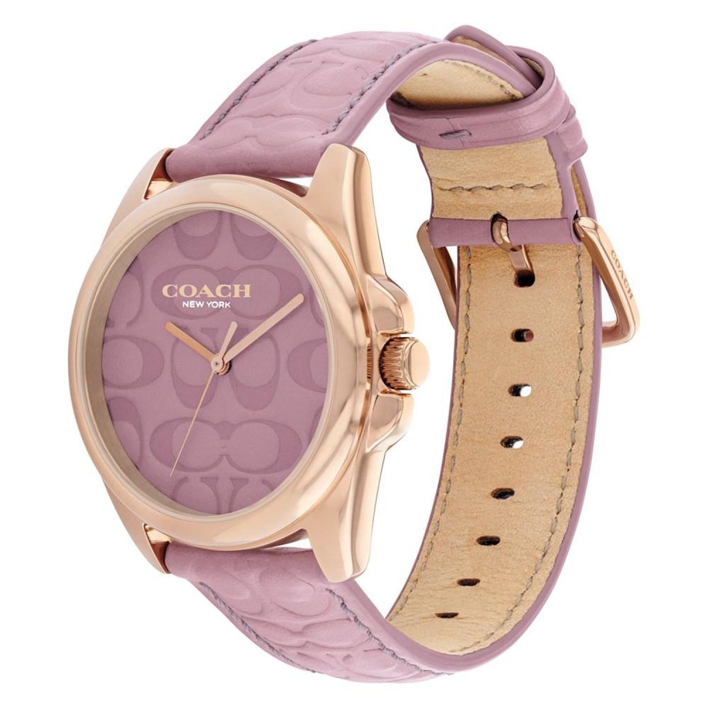 Women's Greyson Signature Embossed Purple Leather Watch 36mm