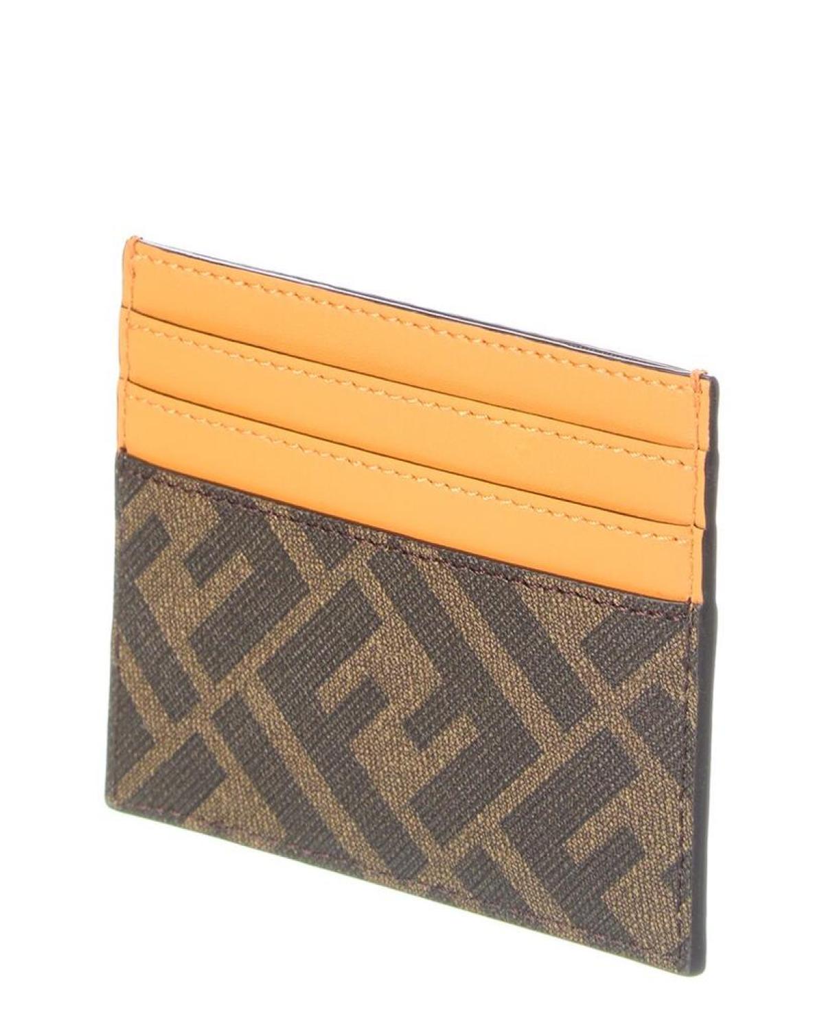 FENDI Diagonal Leather Card Holder