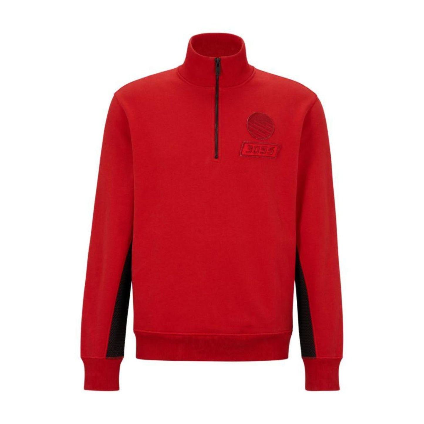 Cotton-terry zip-neck sweatshirt with racing-inspired details