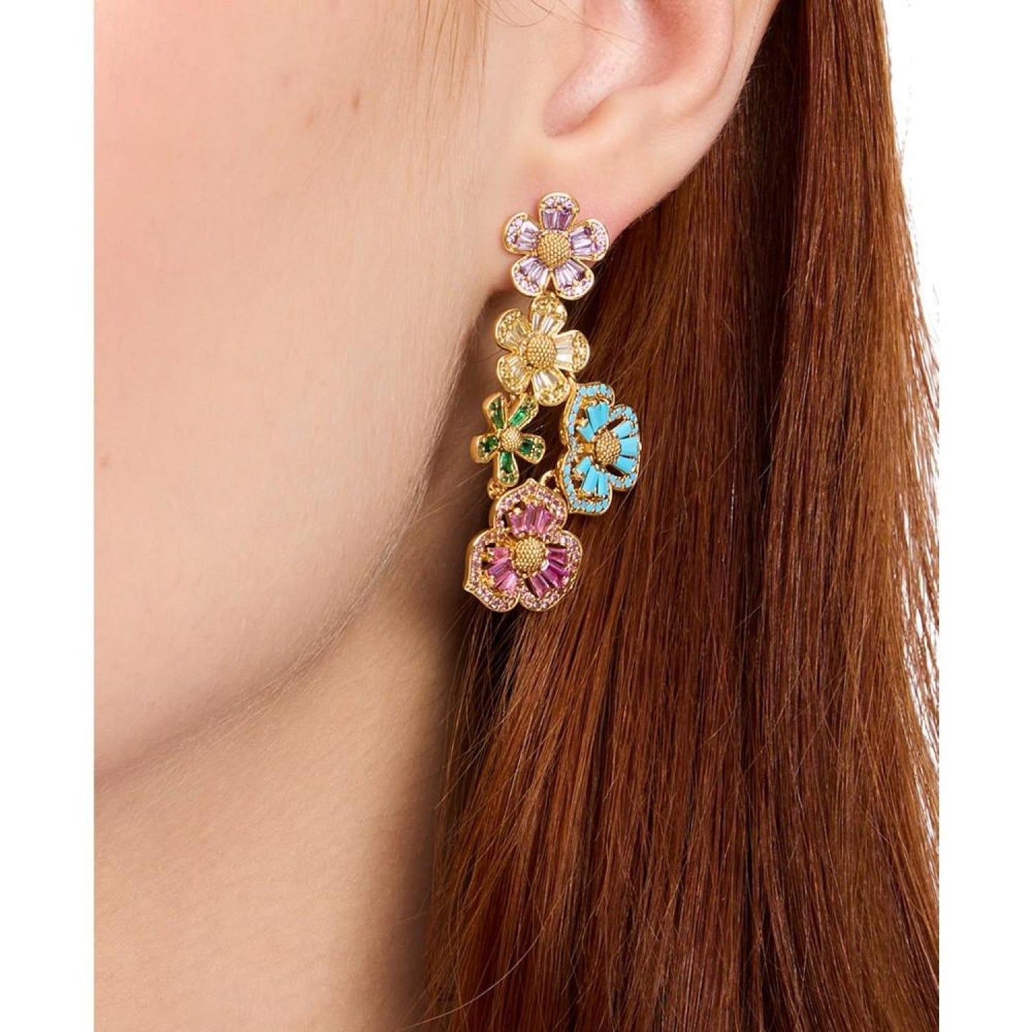 Gold-Tone Fleurette Cluster Drop Earrings