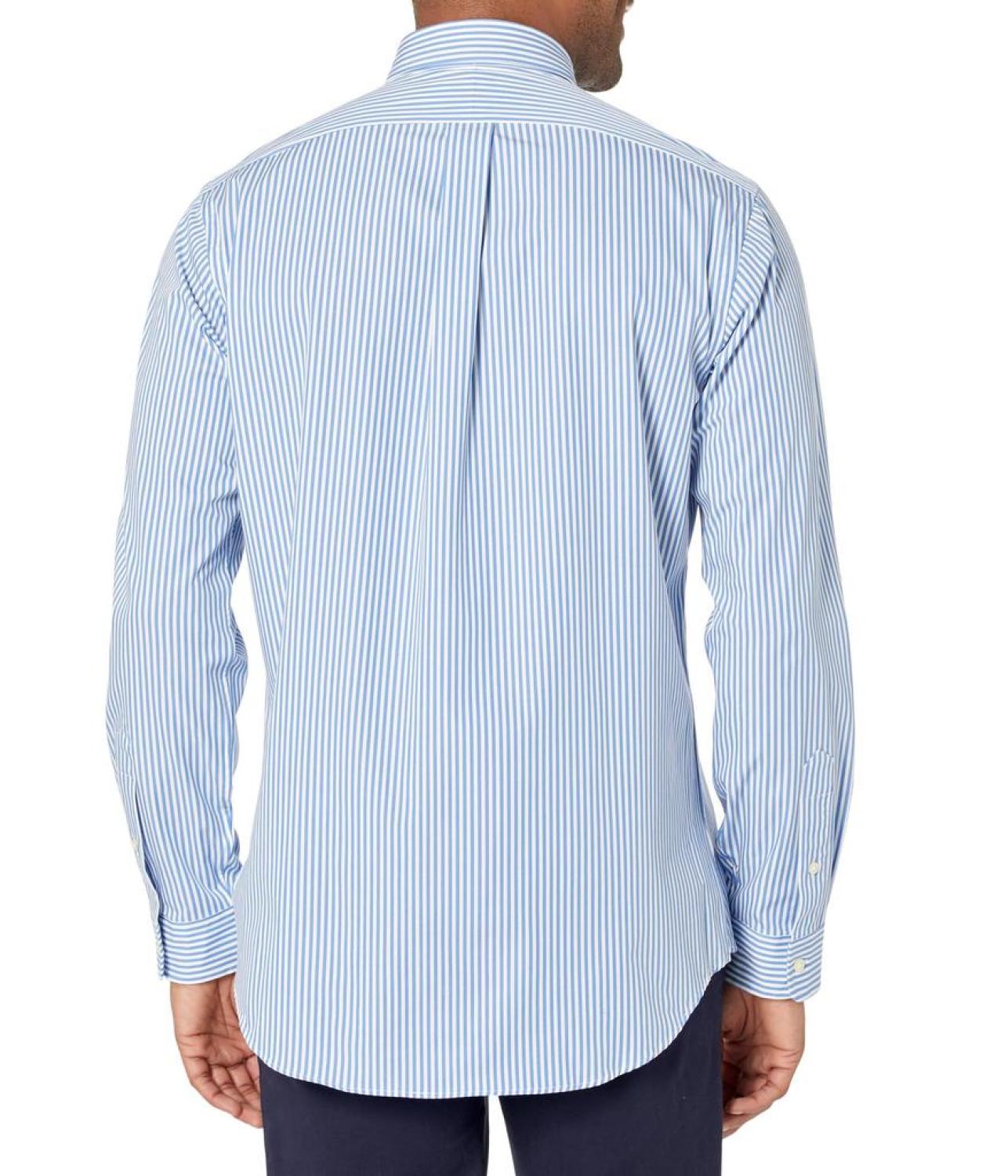 Classic Fit Striped Stretch Poplin Shirt