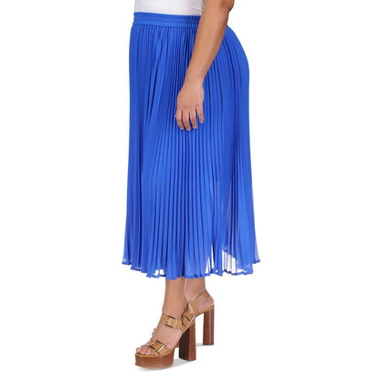 Plus Size Pull-On Pleated Midi Skirt