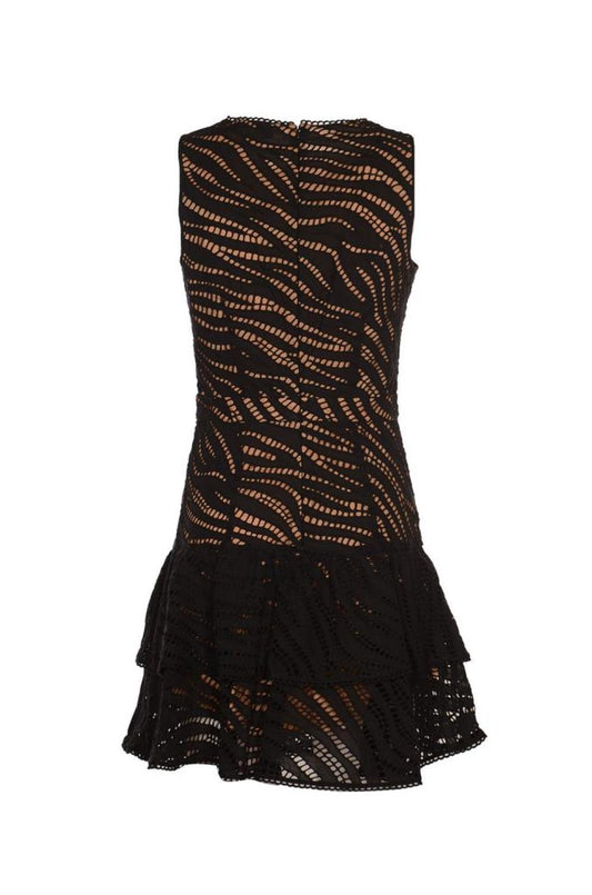 Michael Michael Kors Zebra Eyelet Ruffled Mini Dress