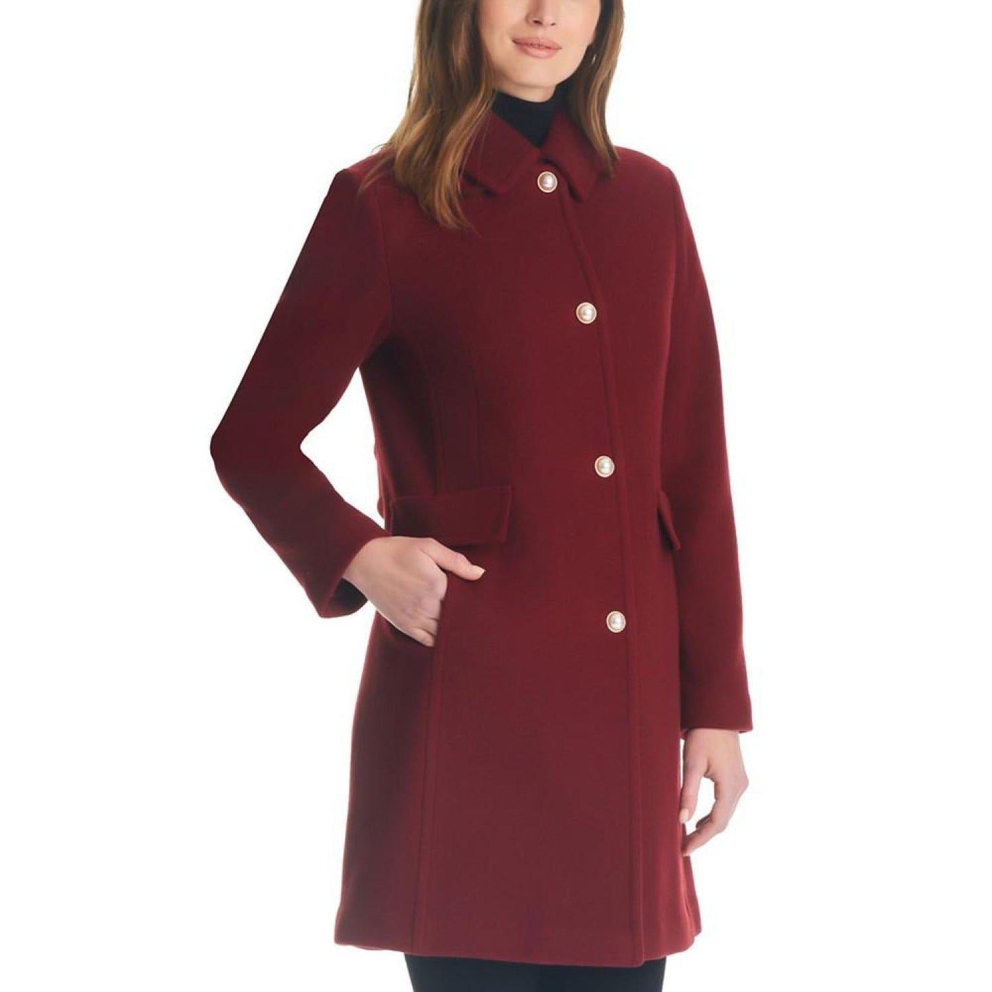 Women's Single-Breasted Imitation Pearl-Button Coat