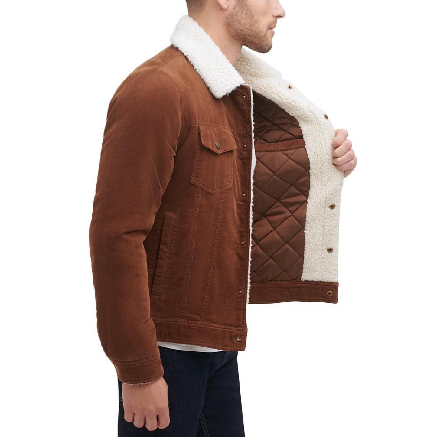 Men's Corduroy Bomber Jacket with Sherpa Collar