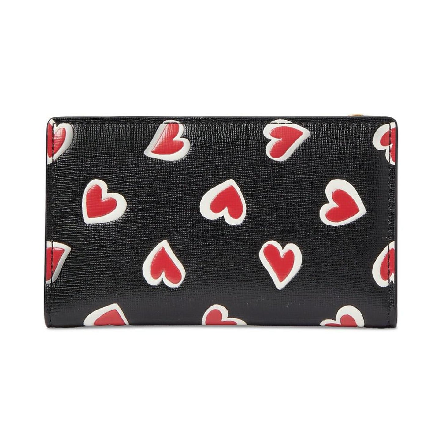 Morgan Stencil Hearts Printed Saffiano Leather Slim Bifold Wallet