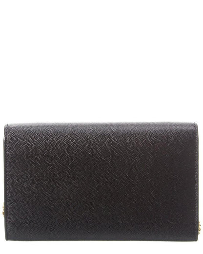 Saint Laurent Uptown Embossed Leather Wallet On Chain