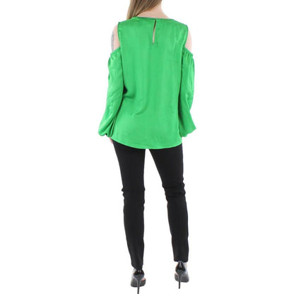 Womens Textured Open Shoulder Blouse