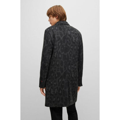 Wool-blend regular-fit coat with jaglion print