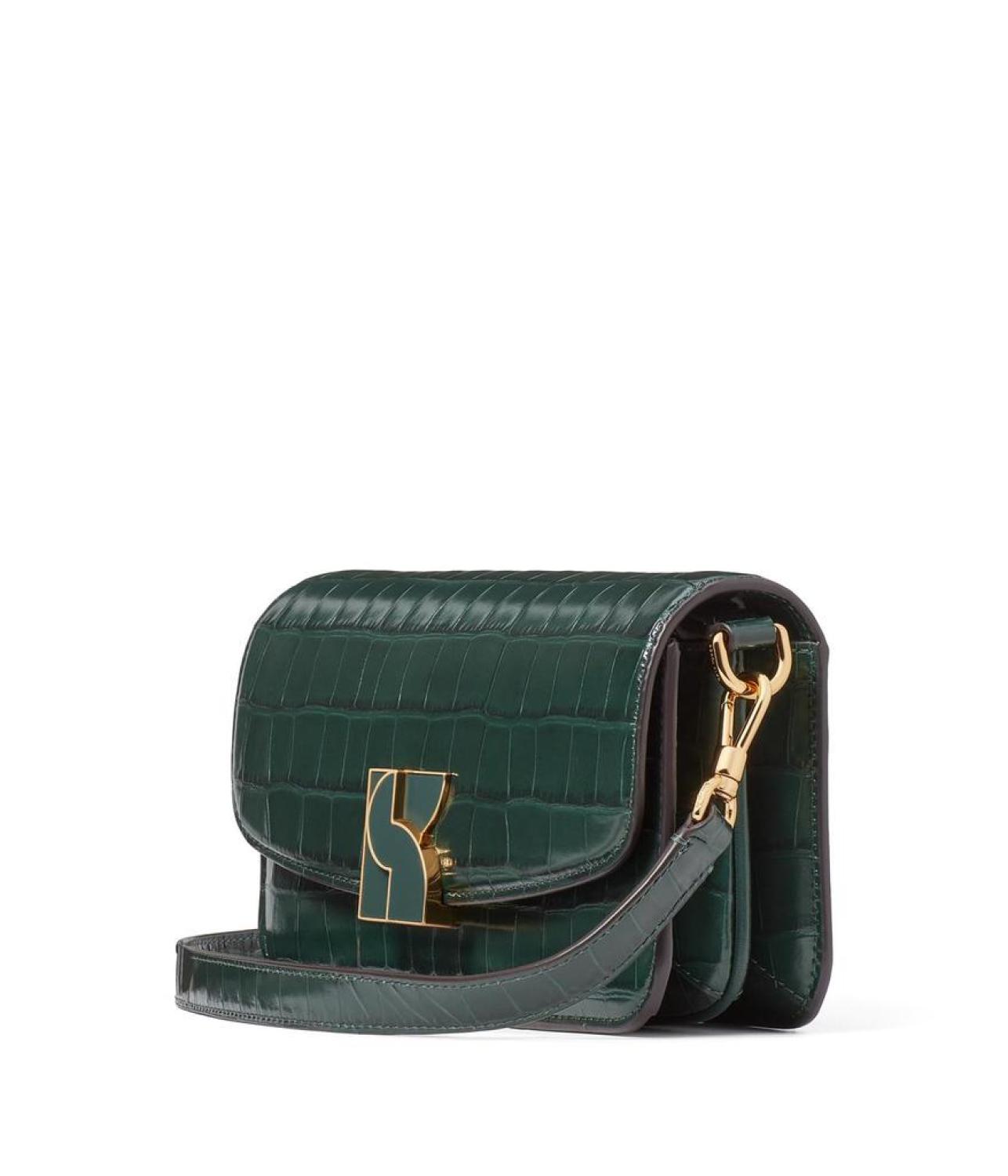 Dakota Croc Embossed Leather Small Crossbody