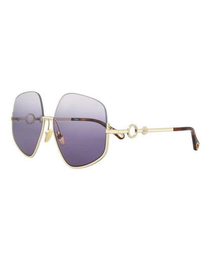 Chloe Square-Frame Metal Sunglasses