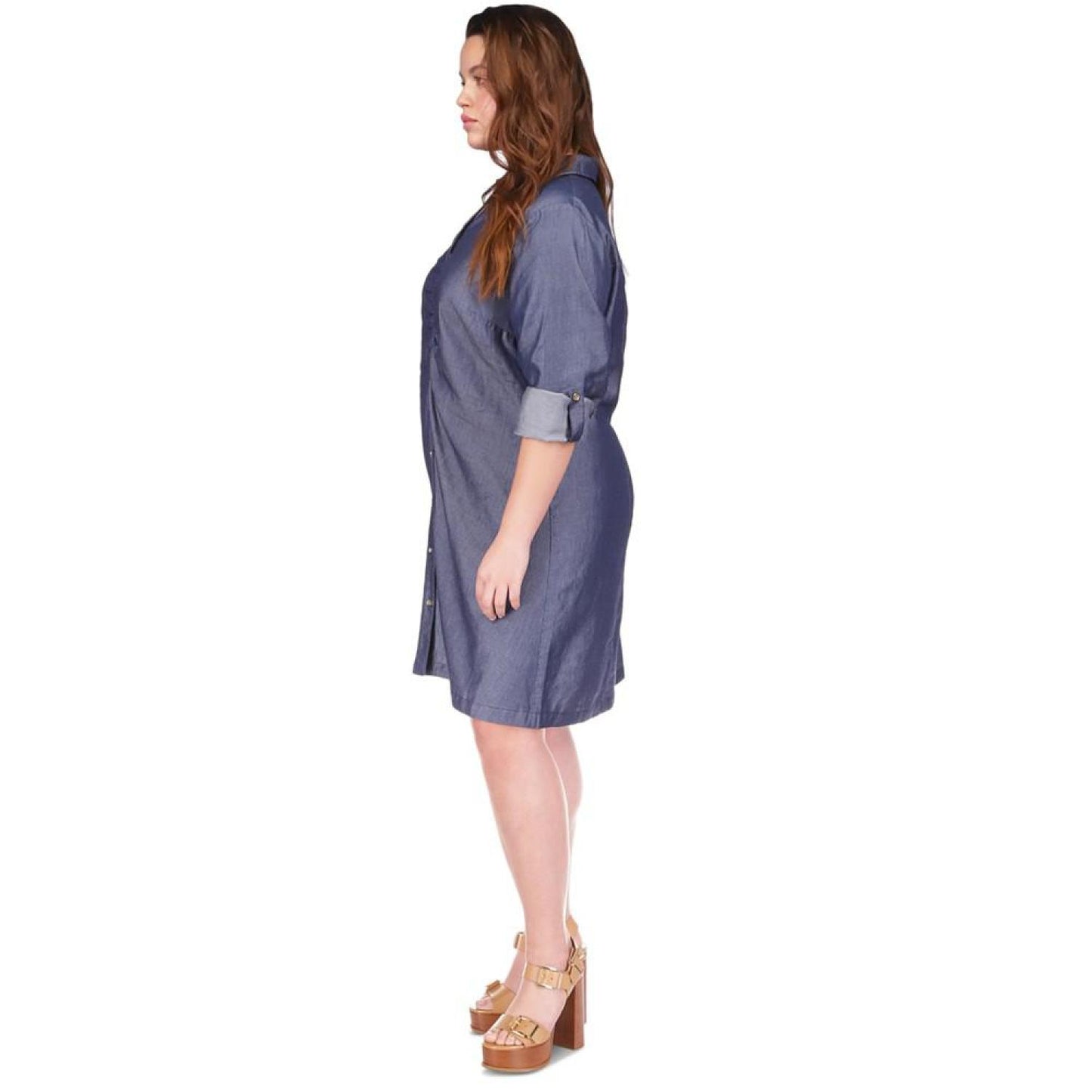 Plus Size Ruched-Front Shirtdress