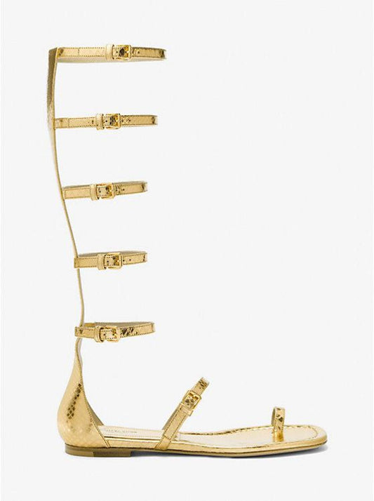 Juliette Metallic Python Embossed Leather Gladiator Sandal