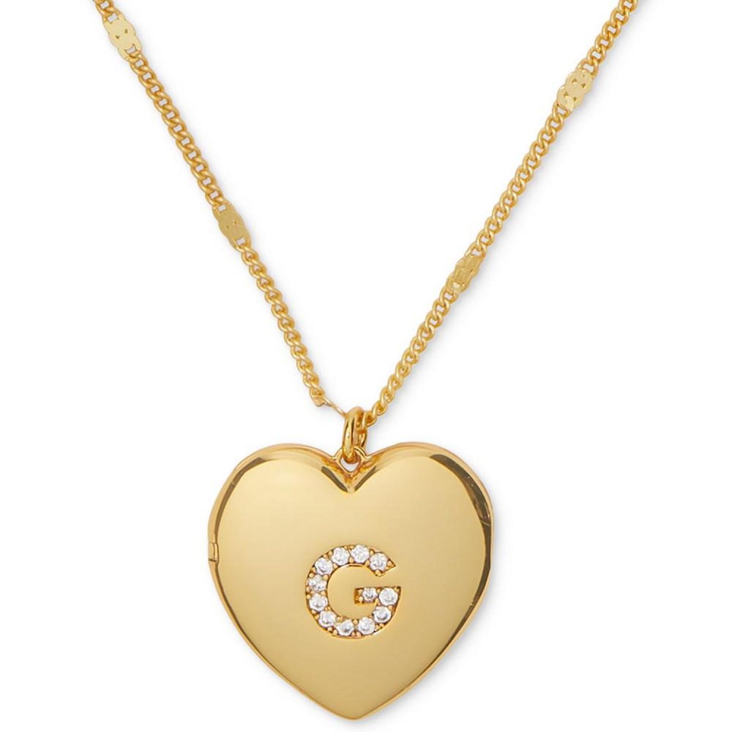 Gold-Tone Crystal A Locket Pendant Necklace, 16" + 3" extender