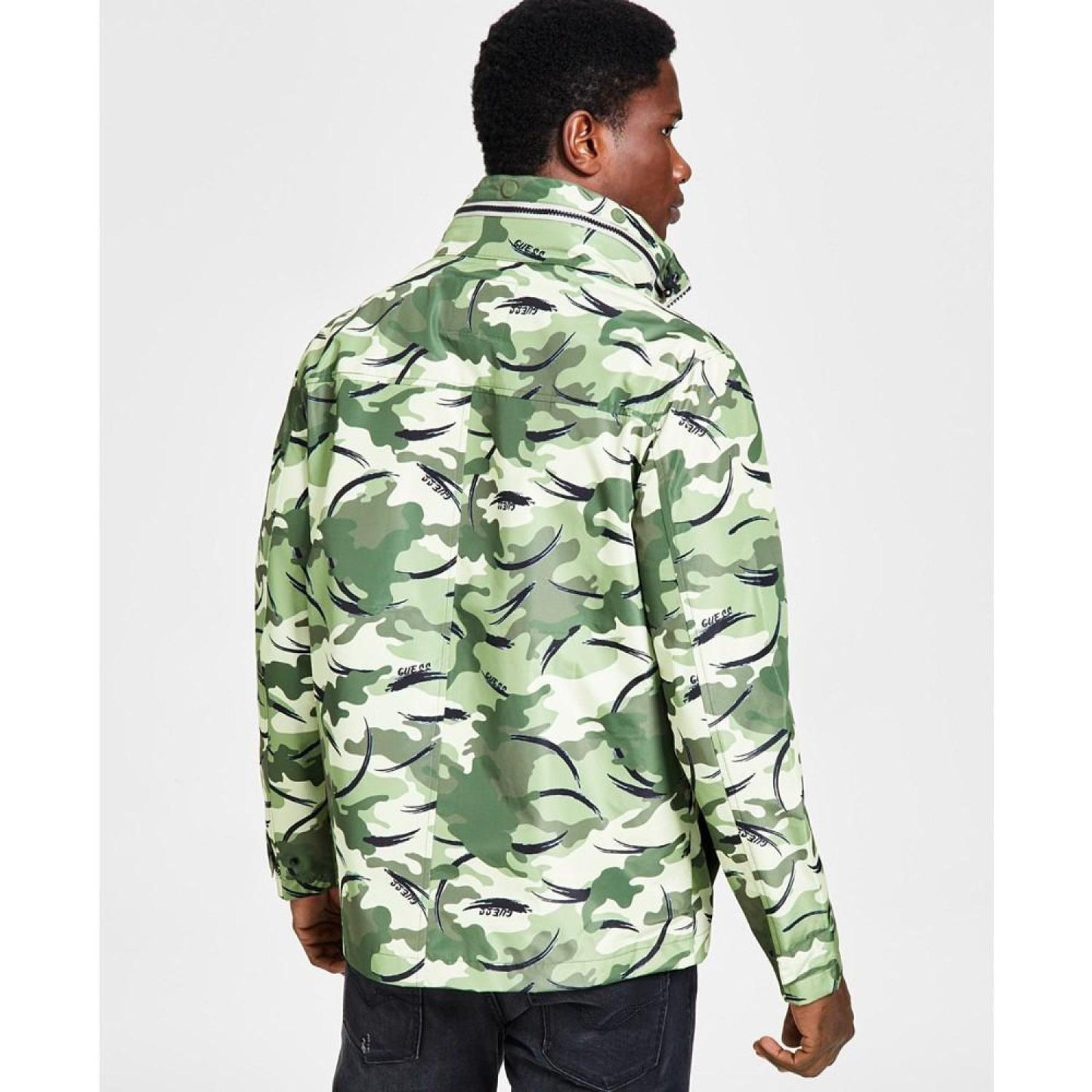 Men's Technical Camouflage Raincoat with Removable Hood