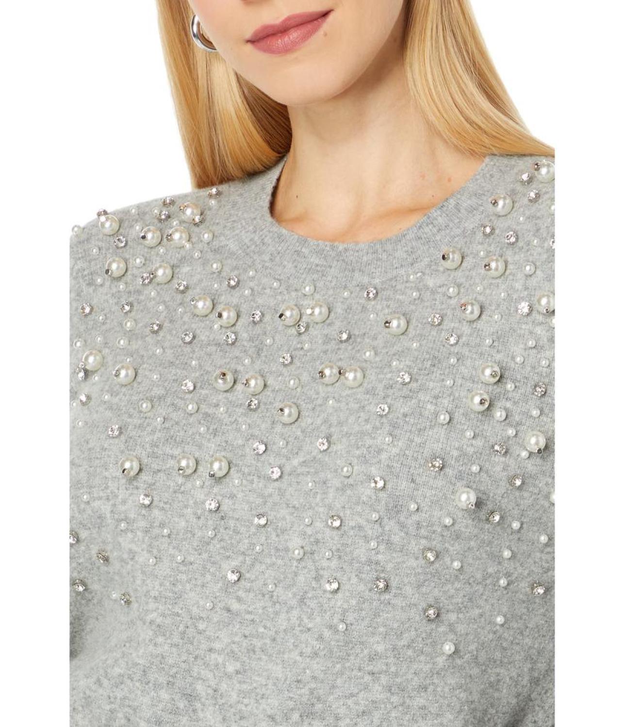 Pearl Rhinestone Embellished Sweater