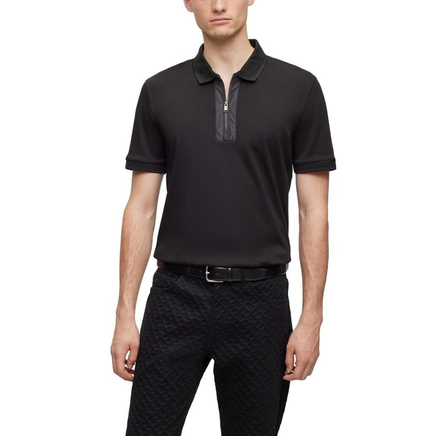 Men's Zip Placket Polo Shirt