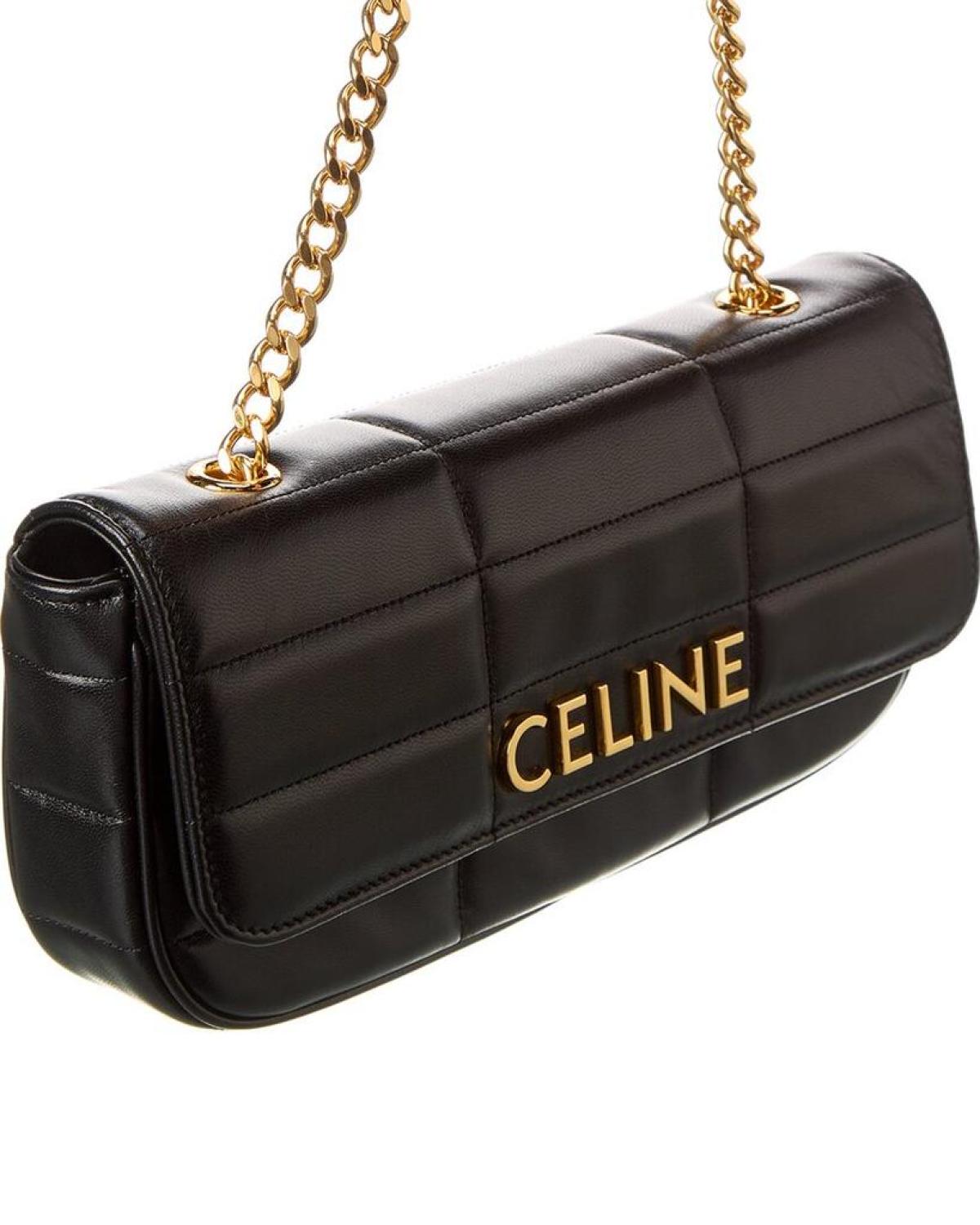 CELINE Monochrome Quilted Leather Shoulder Bag