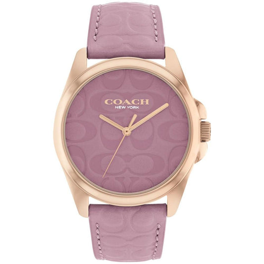 Women's Greyson Signature Embossed Purple Leather Watch 36mm