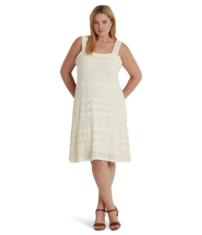 Plus Size Striped Knit Sleeveless Dress