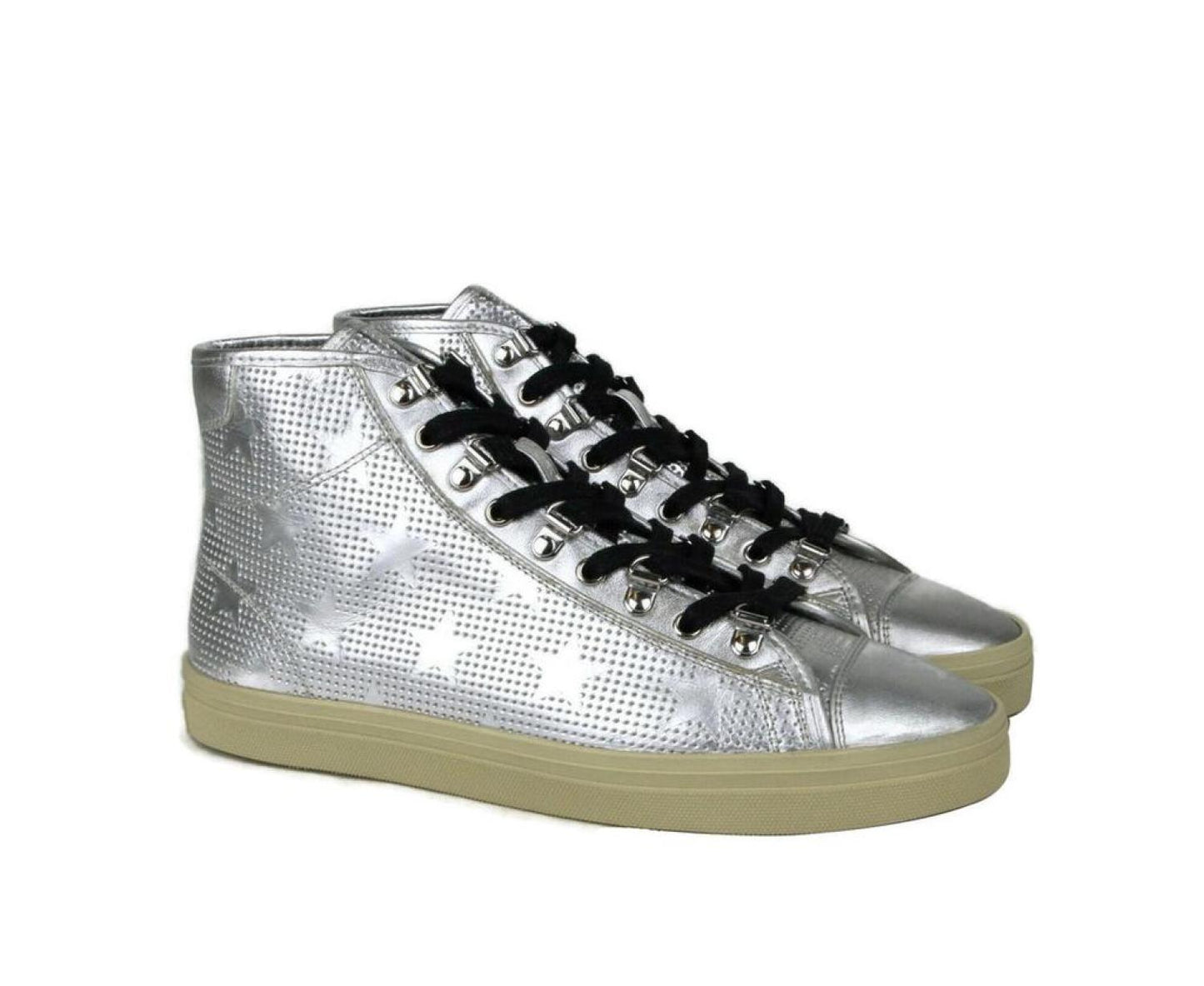 Saint Laurent Men's Metallic Leather Hi Top Sneaker