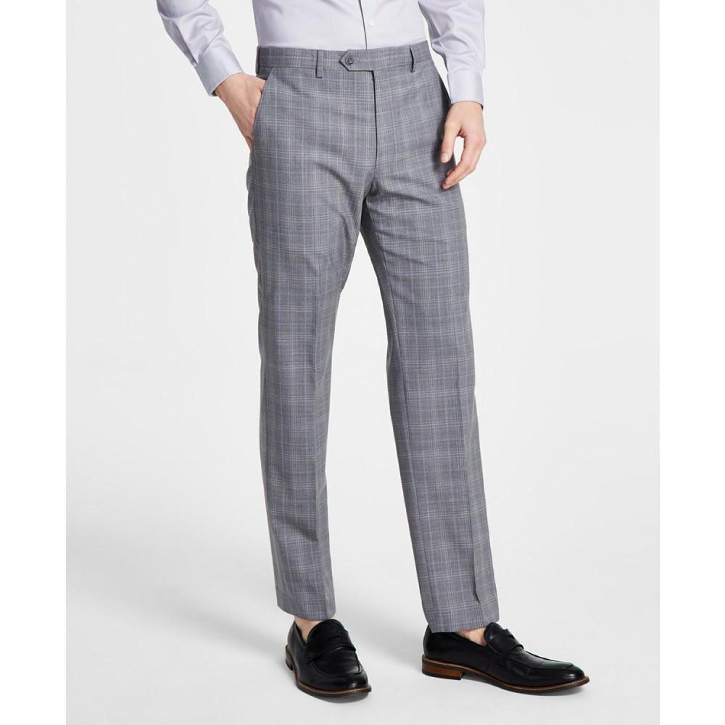 Men's Classic Fit Wool-Blend Plaid Suit Pants