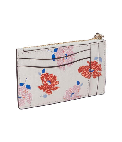 Morgan Dotty Floral Emboss Saffiano Leather Coin Card Case Wristlet