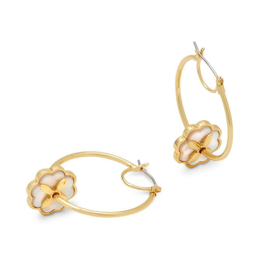 Gold-Tone Heritage Bloom Mother-of-Pearl Hoop Earrings