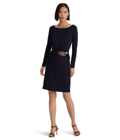 Buckle-Trim Stretch Jersey Dress