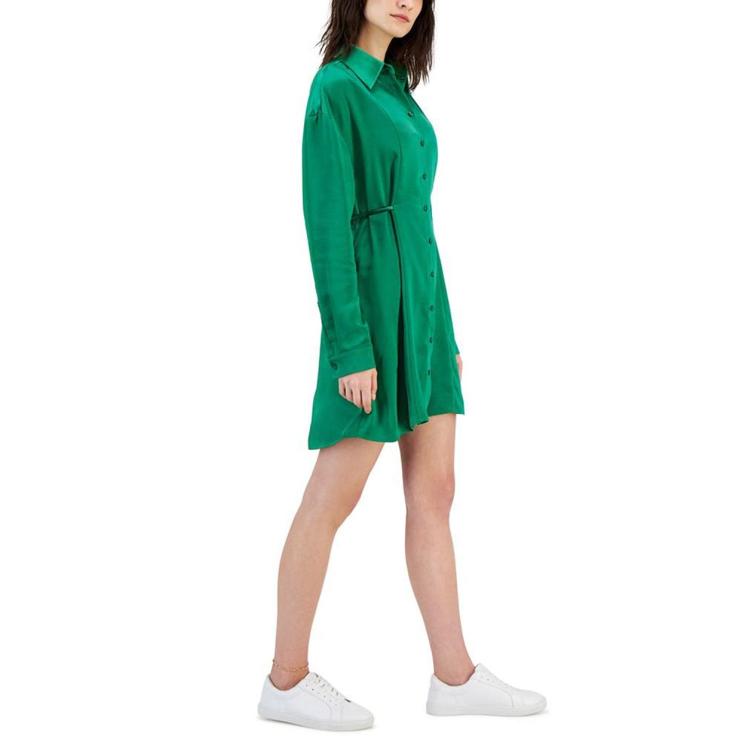 Women's Long Sleeve Silky Button-Down Dress