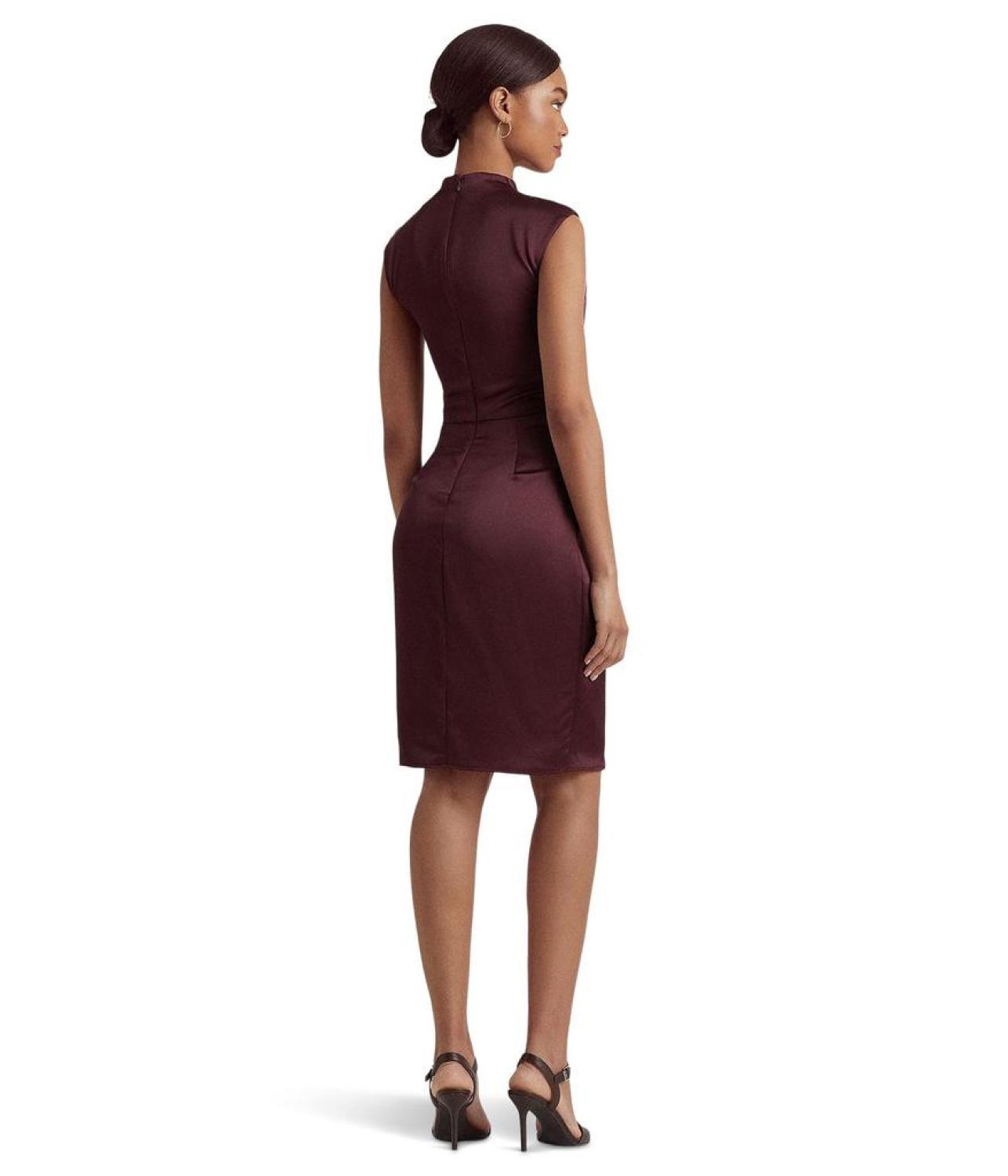 Satin Charmeuse Mock Neck Cocktail Dress