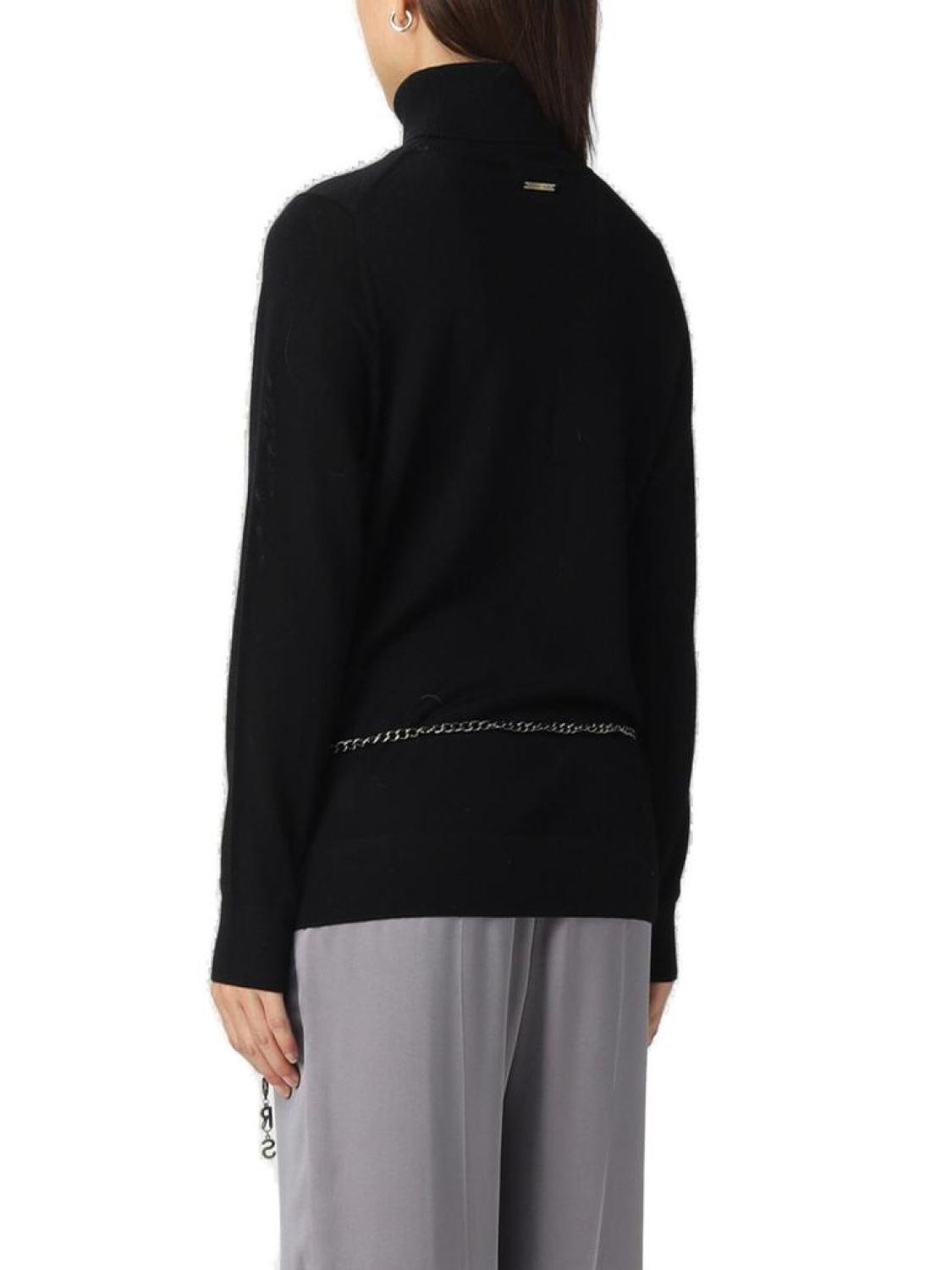 Michael Kors Logo Plaque Chained Long-Sleeved Jumperr