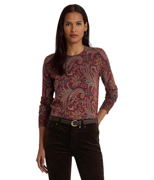 Petite Paisley Cotton-Blend Sweater