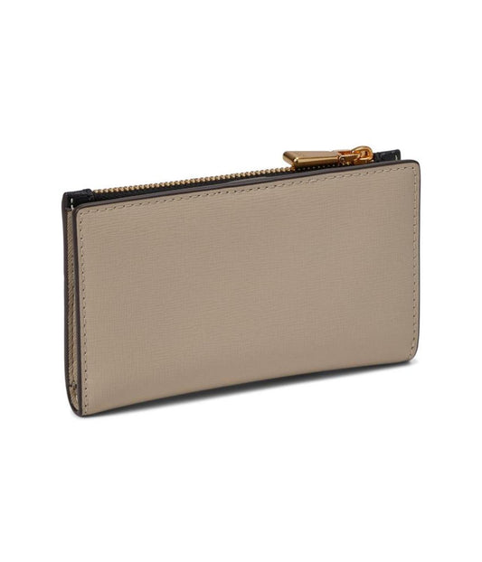 Morgan Color-Blocked Saffiano Leather Small Slim Bifold Wallet