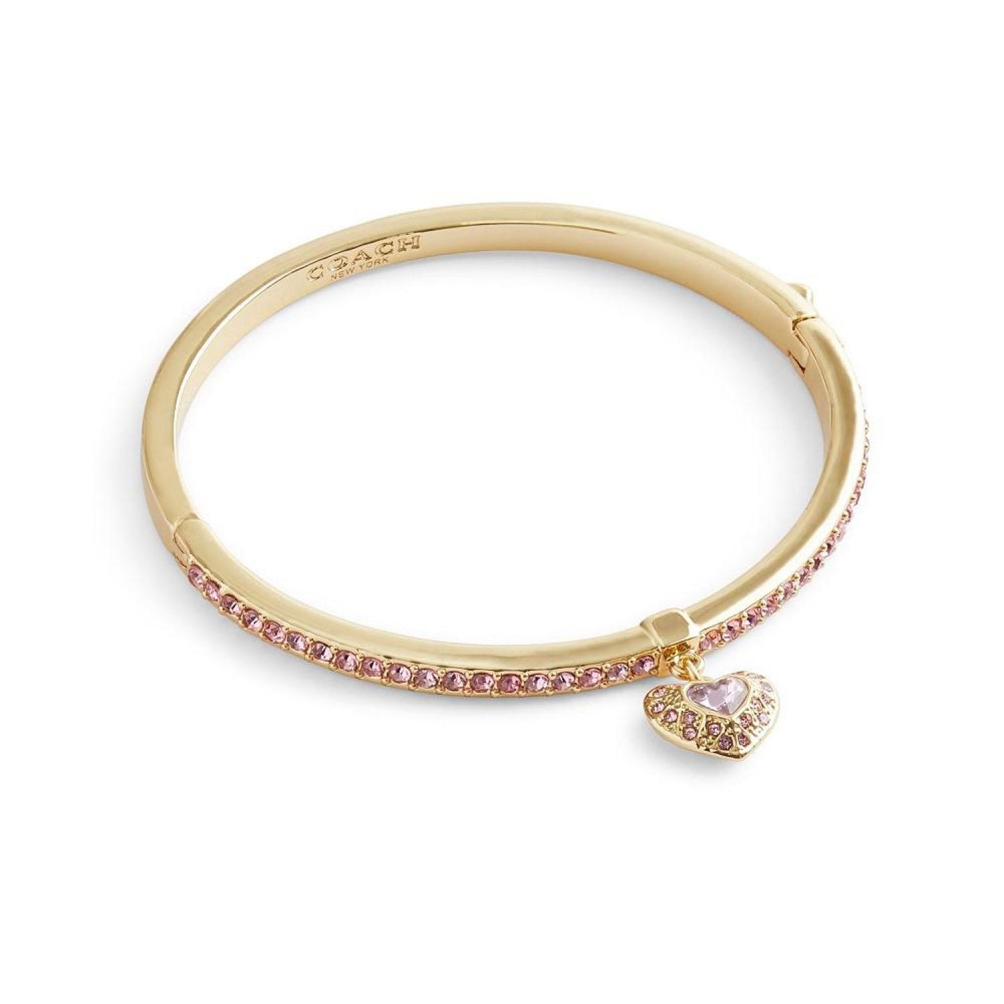 Faux Stone Heart Charm Bangle Bracelet