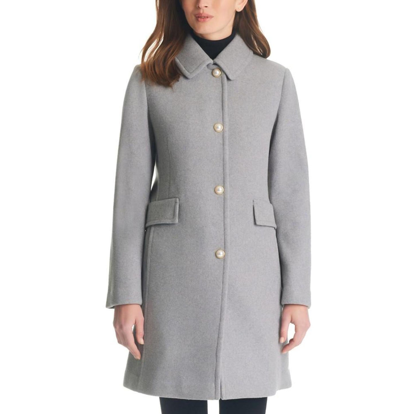 Women's Single-Breasted Imitation Pearl-Button Coat